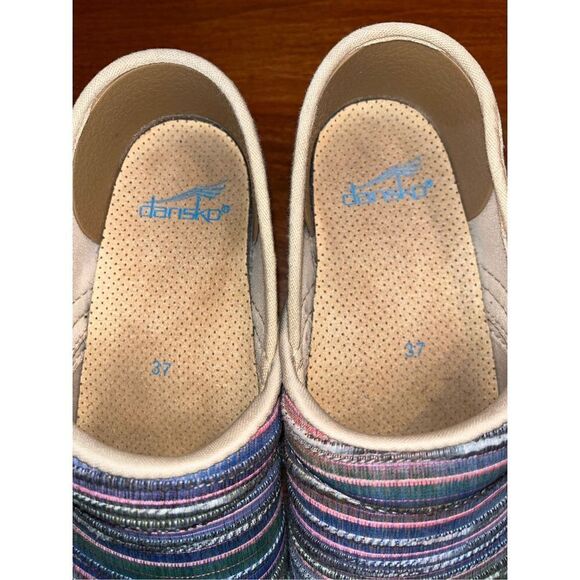 DANSKO JUTE PRO WEAVE ARTISAN Womens 37 Pastel MULTI Striped Clogs - Picture 4 of 5
